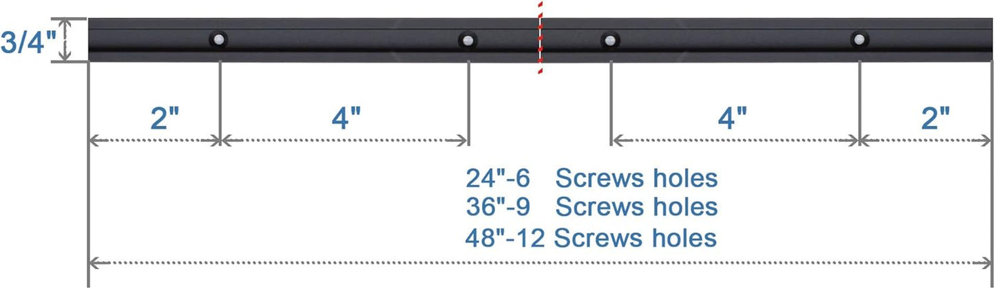 Aluminum 24" T-Track for Woodworking –Double Cut Profile Universal with Predrilled Mounting Holes -Woodworking and Clamps-Fine Sandblast Black Anodized 2PK
