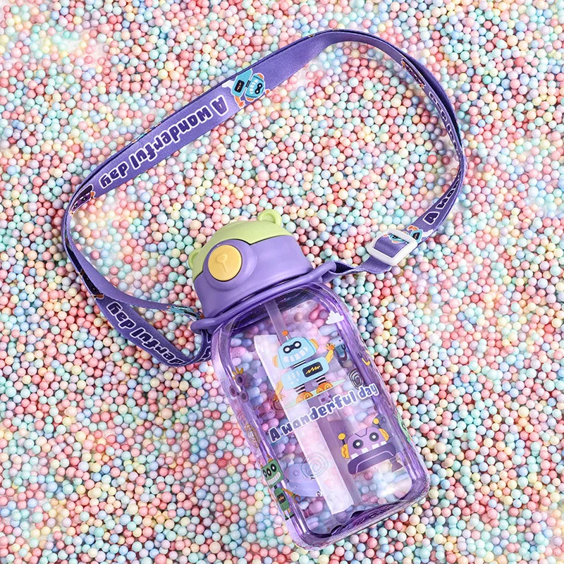 Kids Water Bottle with Straw and Handle Sippy Cup
