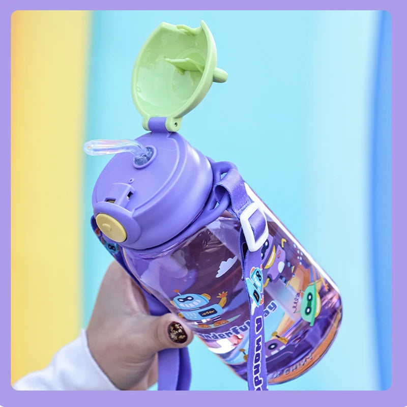 Kids Water Bottle with Straw and Handle Sippy Cup