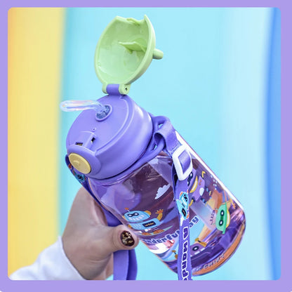 Kids Water Bottle with Straw and Handle Sippy Cup