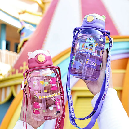 Kids Water Bottle with Straw and Handle Sippy Cup