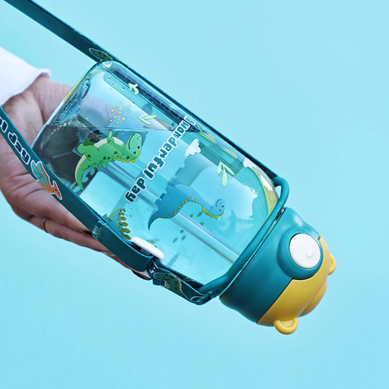 Kids Water Bottle with Straw and Handle Sippy Cup