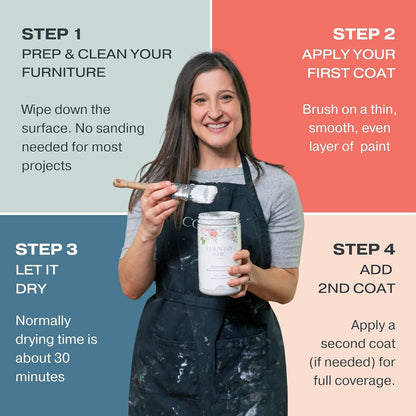 Country Chic All-In-One Chalk Paint for Furniture, Cabinets, Home Decor, Eco-Friendly, Matte Finish, Built-In Primer & Top Coat for Wood, Metal - Driftwood (Brown) - Pint 16 Oz (475 Ml)